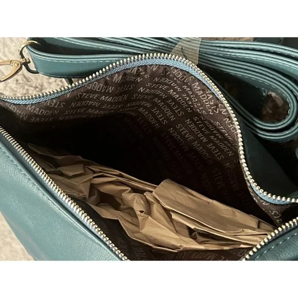 Steve Madden BQUEENIE Bisque Taupe Teal Tote Bag Purse Set NEW Rare - Picture 8 of 14